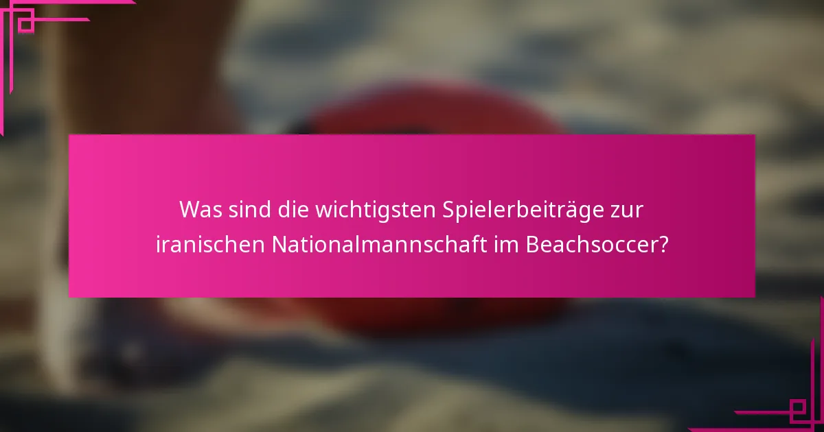 Was sind die wichtigsten Spielerbeiträge zur iranischen Nationalmannschaft im Beachsoccer?