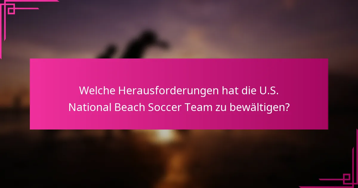 Welche Herausforderungen hat die U.S. National Beach Soccer Team zu bewältigen?