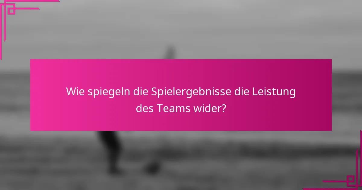 Wie spiegeln die Spielergebnisse die Leistung des Teams wider?