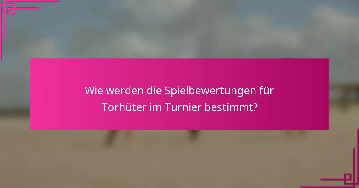 Wie werden die Spielbewertungen für Torhüter im Turnier bestimmt?